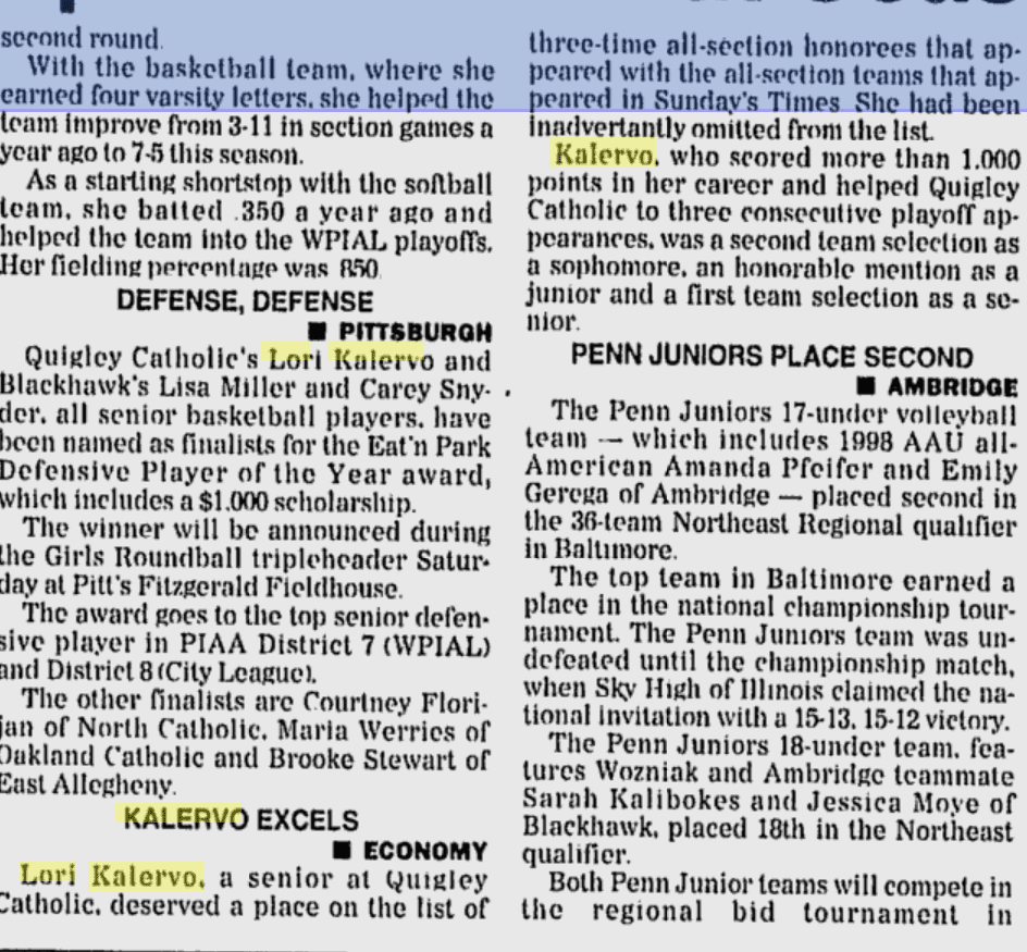 Newspaper article highlighting student athletes' achievements.