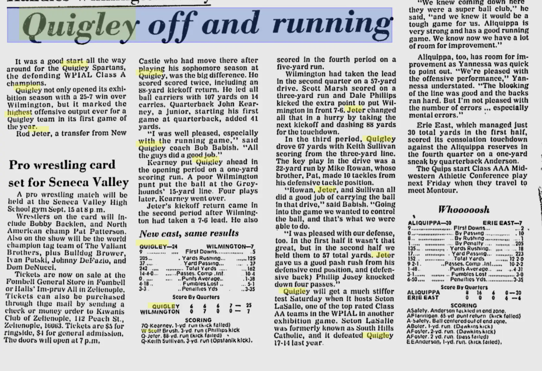 Newspaper article about Langley's baseball game and player performances.
